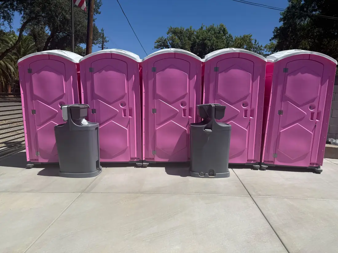 Event porta potties with handwashing stations from Clean Sanitation Pros, available for delivery to Capitan, NM