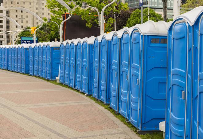 Seasonal porta potty units set up at a Alamogordo, New Mexico venue